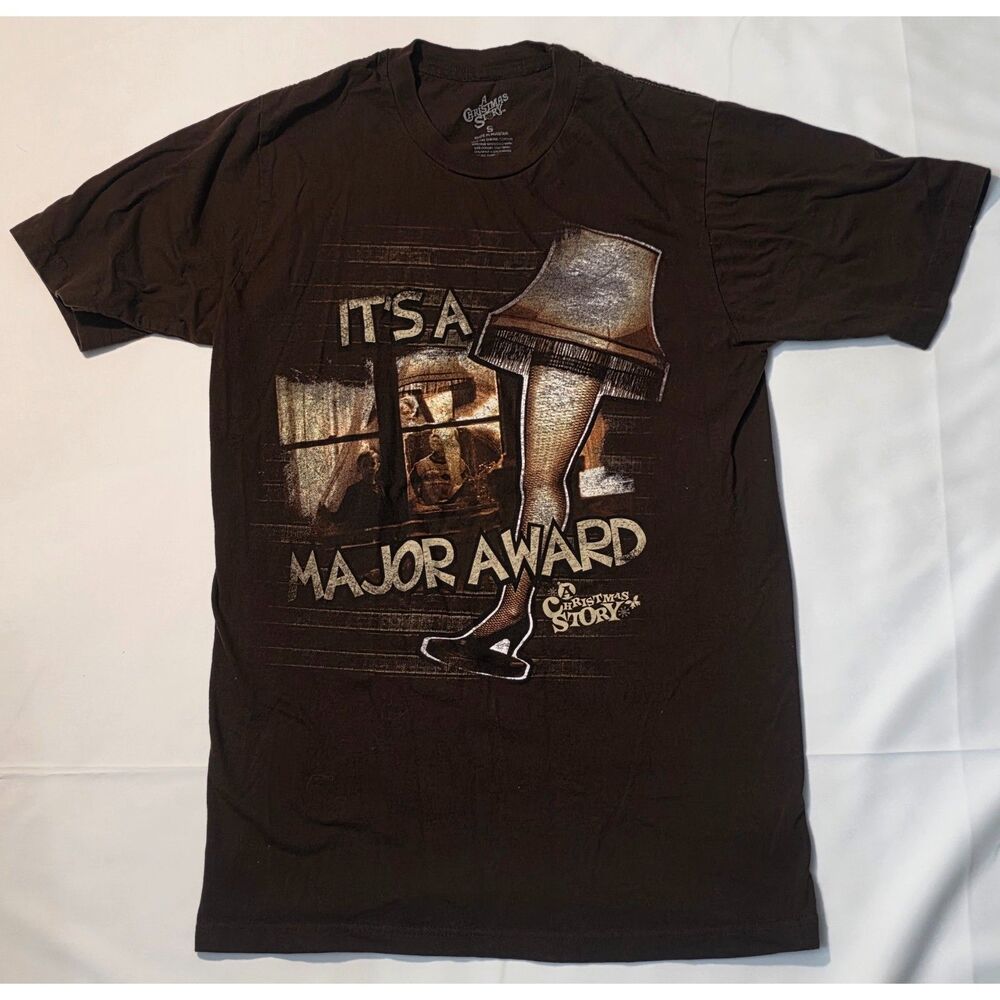A Christmas Story Men's Size Small Brown Leg Lamp Major Award Graphic T-Shirt